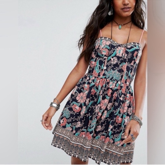 Band of gypsies floral bustier corset dress with pockets Sz S - Picture 3 of 12